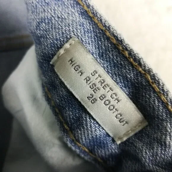 Pacsun Womens Jeans Boot Cut High Rise Denim Light Wash Stretch Unhemmed 26 - Picture 11 of 12